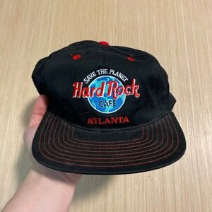 Hard Rock Cafe Atlanta Hat Black Red Save the Planet Snapback Mens Vintage Cap